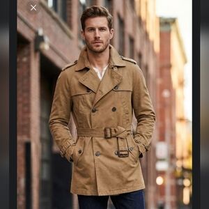 ONS/Onassis Classic Canvas Trench Coat Jacket Wm's Large Tan